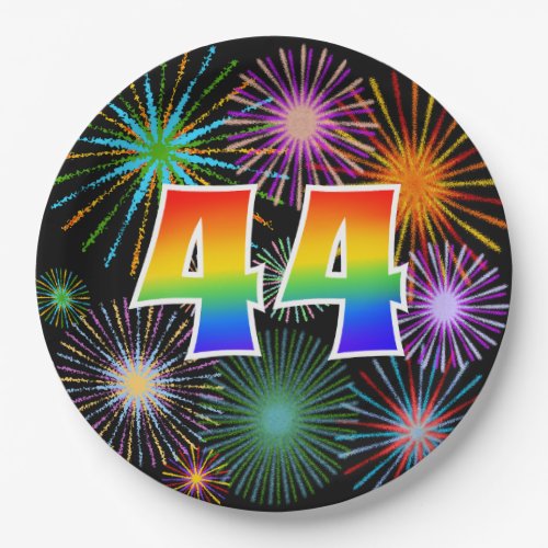 44th Event _ Fun Colorful Bold Rainbow 44 Paper Plates