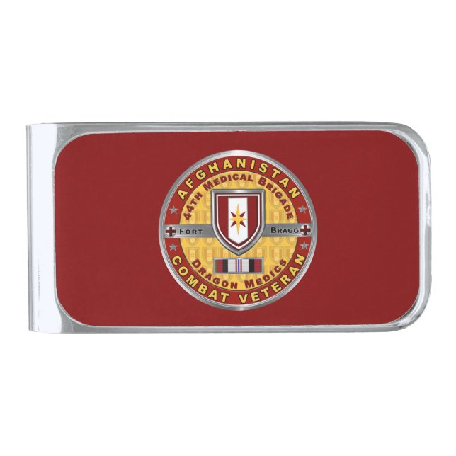 44th Medical Brigade Afghanistan Veteran  Silver Finish Money Clip (Front)