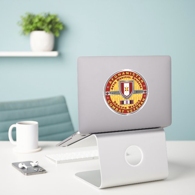 44th Medical Brigade Afghanistan Veteran Sticker (Laptop On Desk)