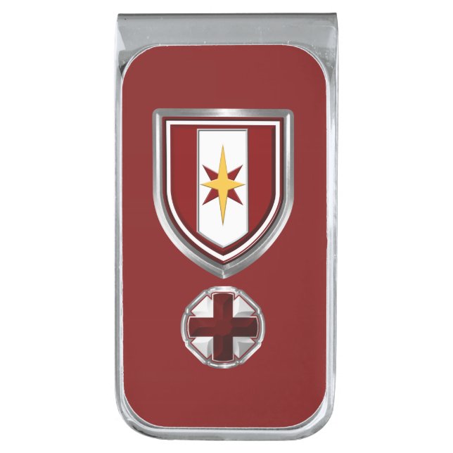 44th Medical Brigade Dragon Medics  Silver Finish Money Clip (Front Vertical)