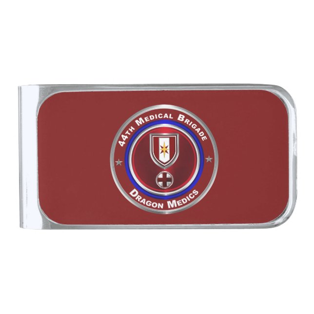 44th Medical Brigade Dragon Medics Silver Finish Money Clip (Front)