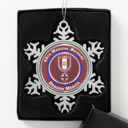 44th Medical Brigade Keepsake  Snowflake Pewter Christmas Ornament