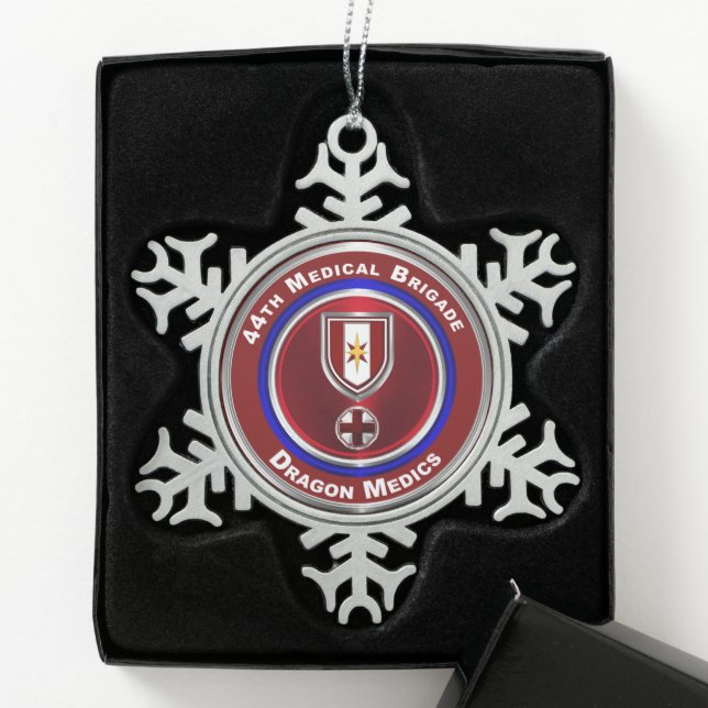 44th Medical Brigade Keepsake  Snowflake Pewter Christmas Ornament (Box)