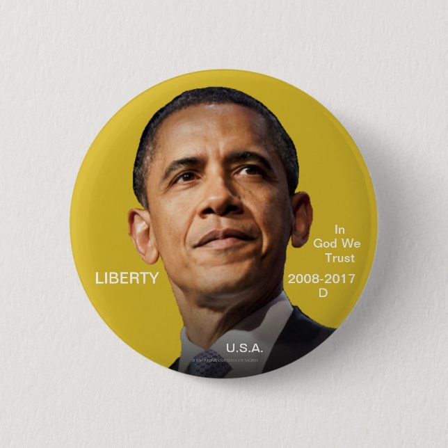 44th POTUS Barack Obama 2008-2017 Gold Coin (Faux) Button (Front)