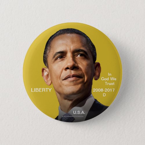 44th POTUS Barack Obama 2008_2017 Gold Coin Faux Button
