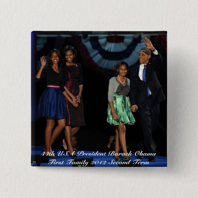 44th USA Presidential Family Square Button (Front)
