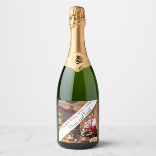44th Wedding Anniversary Groceries  Card Sparkling Wine Label