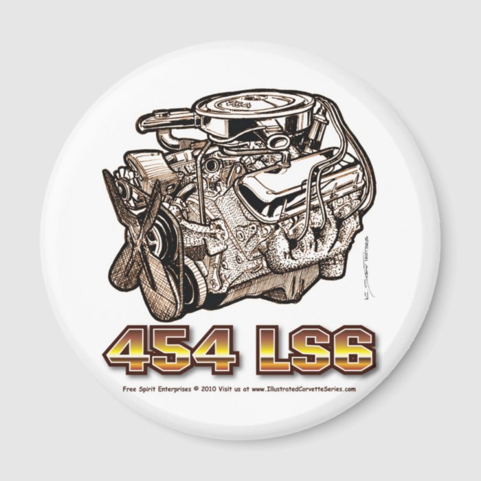 454 LS6 Corvette Engine Fridge Magnets