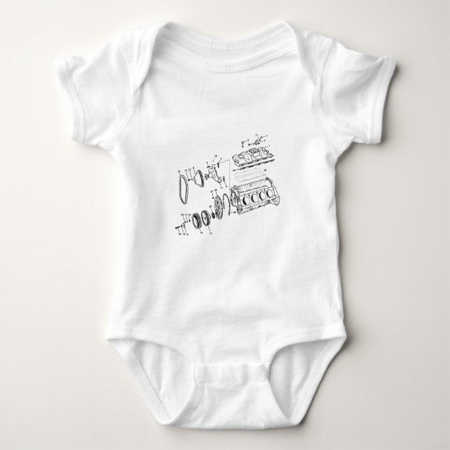 454ci Engine Diagram Baby Bodysuit (Front)