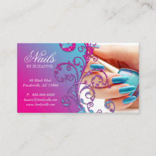 455 Nail Salon Loyalty Card Glitter Blue Silver
