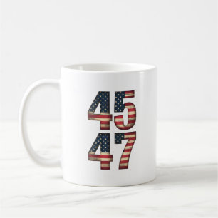45 47 Donald Trump 2025 American USA Flag Coffee Mug