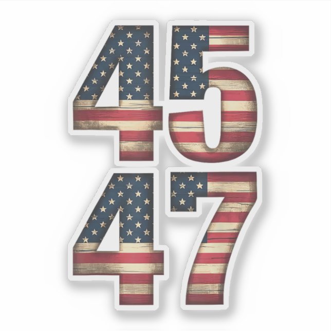 45 47 Donald Trump 2025 American USA Flag Sticker (Front)