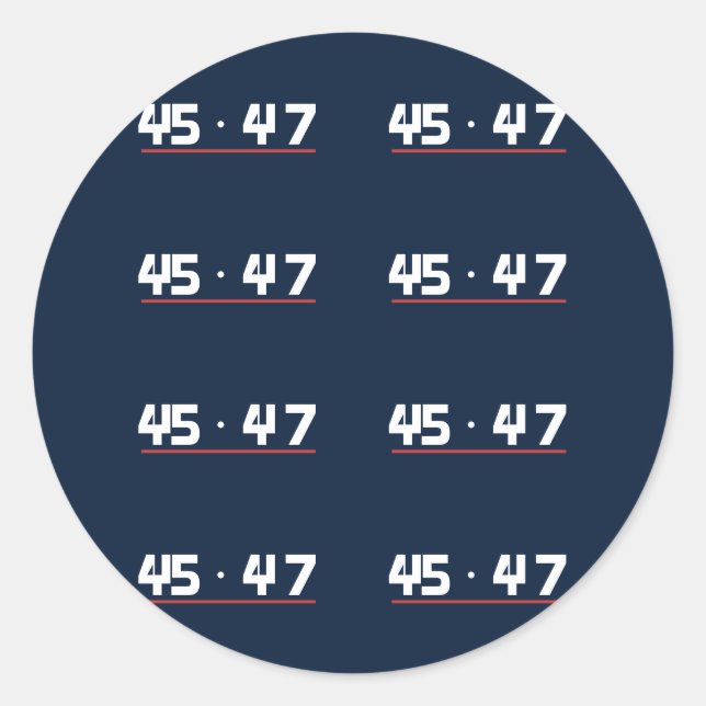 45 47 Navy Repeating Number Pattern Classic Round Sticker (Front)