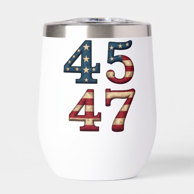 45-47 president trump  thermal wine tumbler (Front)