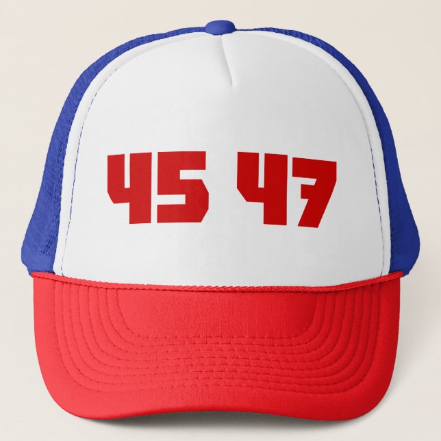 45 47 Trucker Cap With Crimson Lettering (Front)