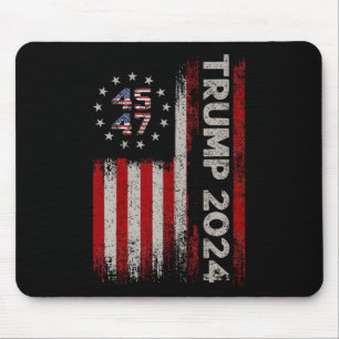 45 47 Trump 2024 American Flag 1  Mouse Pad