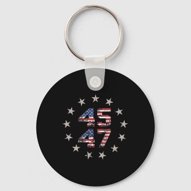45 47 Trump 2024 American Flag (on Back) 1  Keychain (Front)