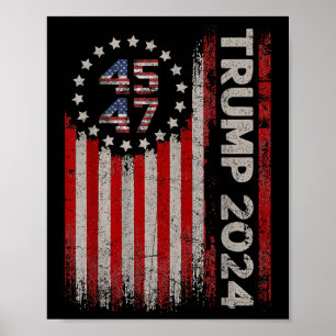45 47 Trump 2025 American Flag Poster