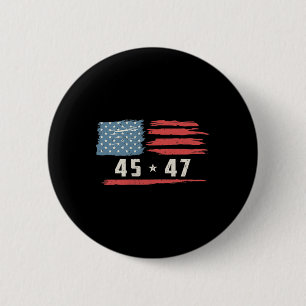 45 47 Trump President Vintage American Flag 2025 P Button