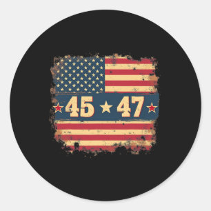 45 47 Trump President Vintage American Flag Classic Round Sticker