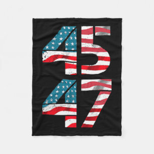 45 47 Trump President Vintage American Flag Pocket Fleece Blanket