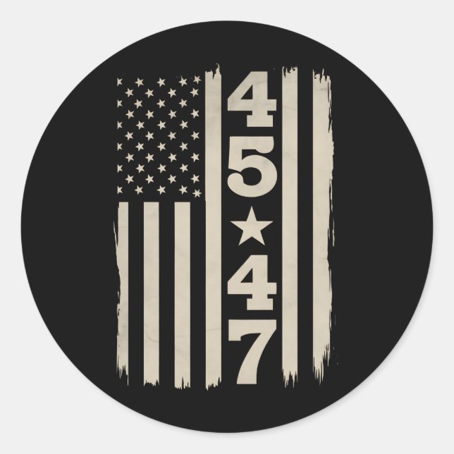 45 47 Trump Vintage USA Flag 47th President Classic Round Sticker (Front)