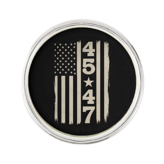 45 47 Trump Vintage USA Flag 47th President Lapel Pin (Front)