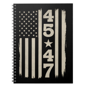 45 47 Trump Vintage USA Flag 47th President Notebook