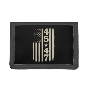 45 47 Trump Vintage USA Flag 47th President Tri-fold Wallet