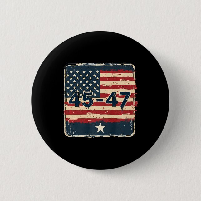 45 47 Trump Vintage Usa Flag  Button (Front)