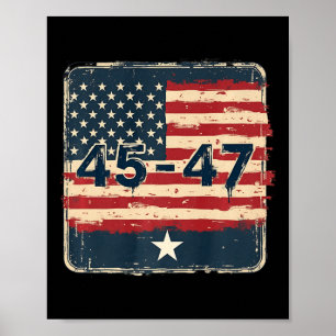 45 47 Trump Vintage Usa Flag Poster