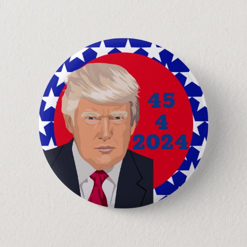 45 4 2024 Red  White and Blue Election Button