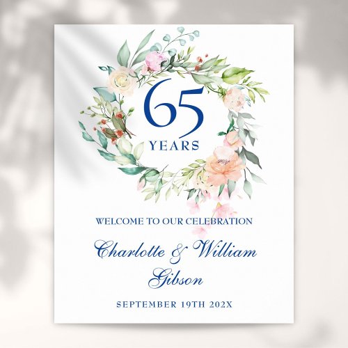 45 _ 65th Wedding Anniversary Floral Welcome Sign