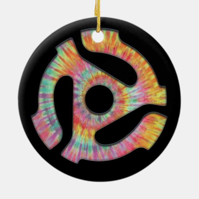 45 Adapter Tie-Dye Ceramic Ornament (Back)