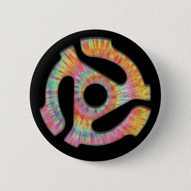 45 Adapter Tie-Dye Pinback Button (Front)