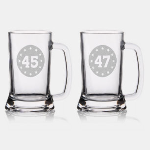 "45" AND "47" ETCHED GLASSWARE STEIN