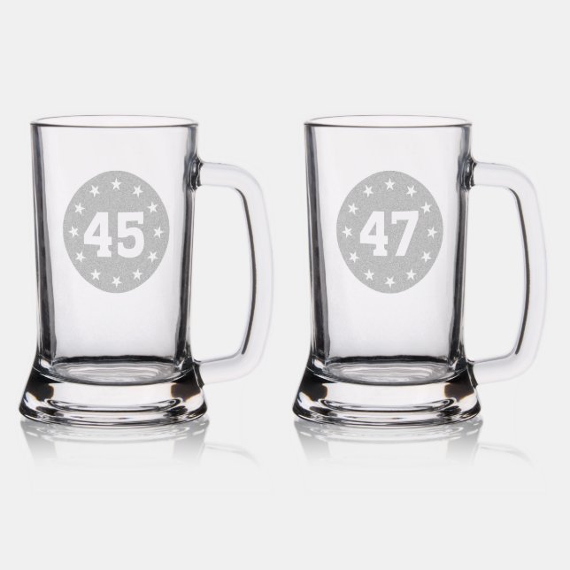 "45" AND "47" ETCHED GLASSWARE STEIN (Glassware)