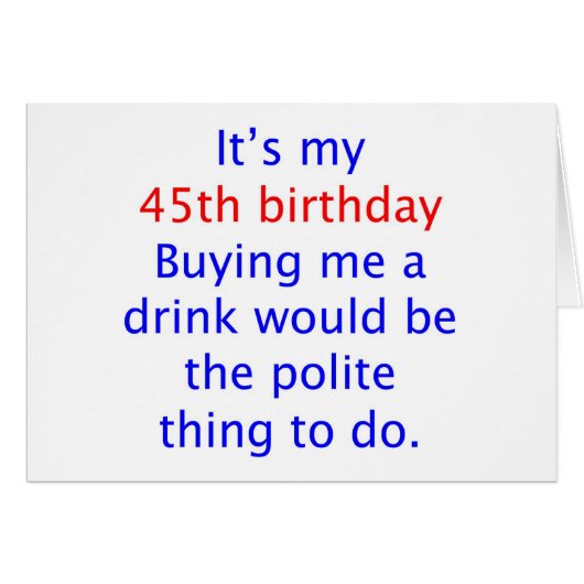 45 buy me a drink cards (Front Horizontal)