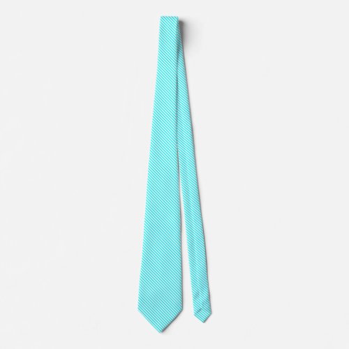 45 Deg White and Cyan Blue Lines II Neck Tie