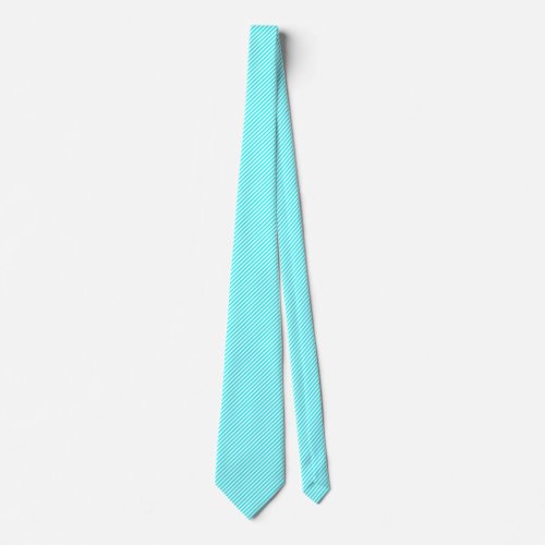 45 Deg White and Cyan Blue Lines Neck Tie