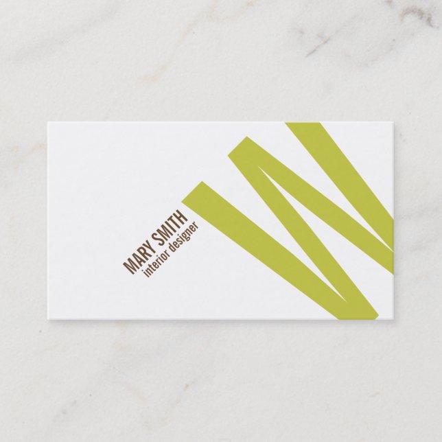 45 degree Typographic Monogram Card (Lime) (Front)
