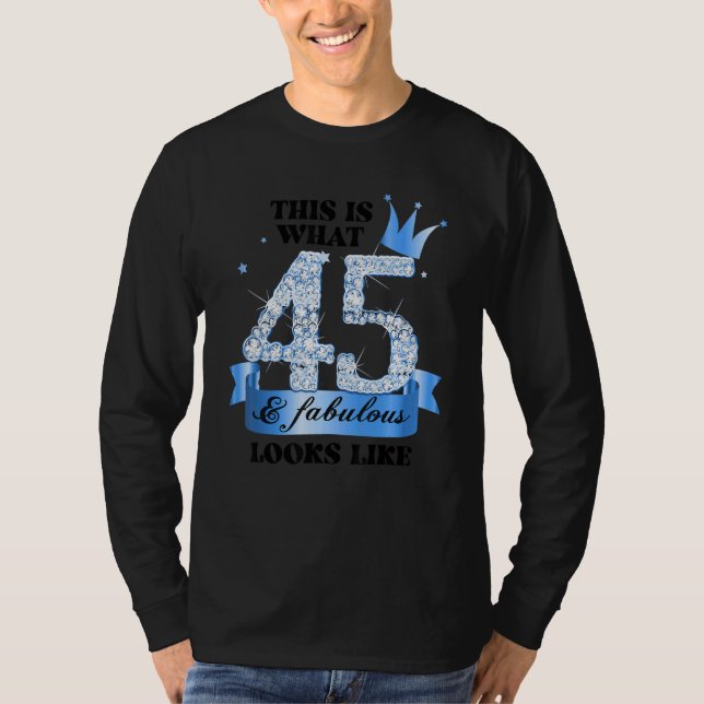 45 & Fabulous I Blue White Party Group Candid Phot T-Shirt (Front)