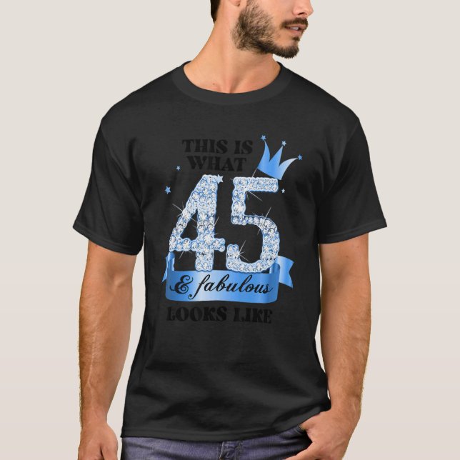 45 & Fabulous I Blue White Party Group Candid Phot T-Shirt (Front)