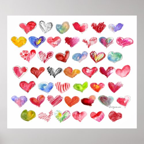 45 Love Hearts Large Poster