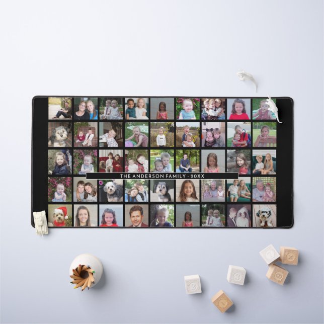 45 Photo Collage - 5 rows 9 columns - black Desk Mat (Kids Table)