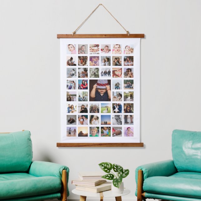 45 Photo Collage Personalized Hanging Tapestry (Living Room)