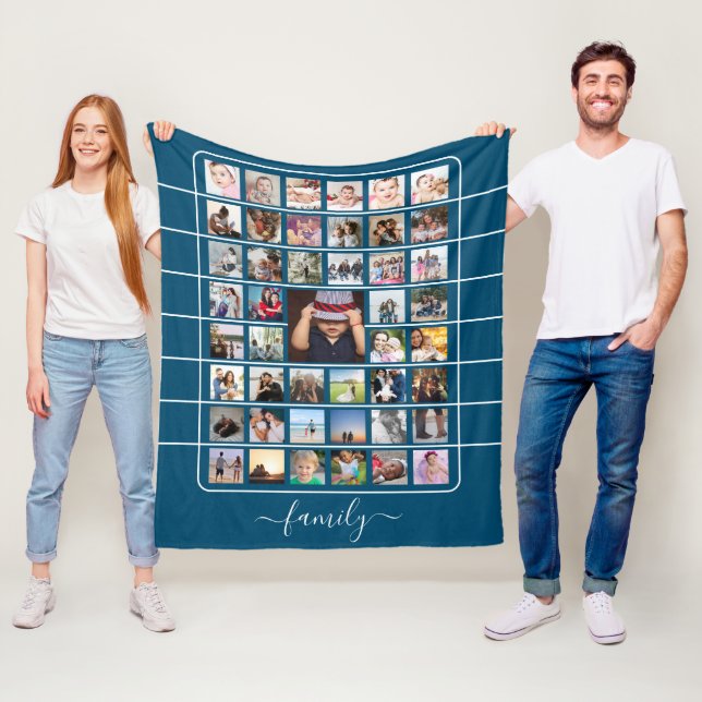45 Photo Collage  Unique Personalized DIY Custom Fleece Blanket (In Situ)