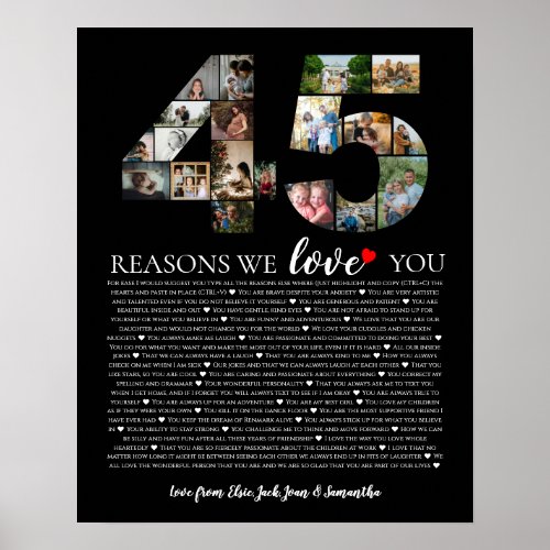 45 reasons why we love you photo montage poster