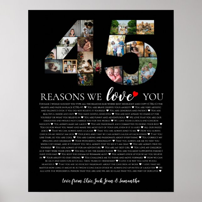 45 reasons why we love you photo montage poster (Front)