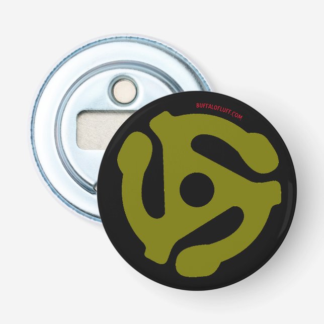 45 rpm Adapter Button Bottle Opener (Front)